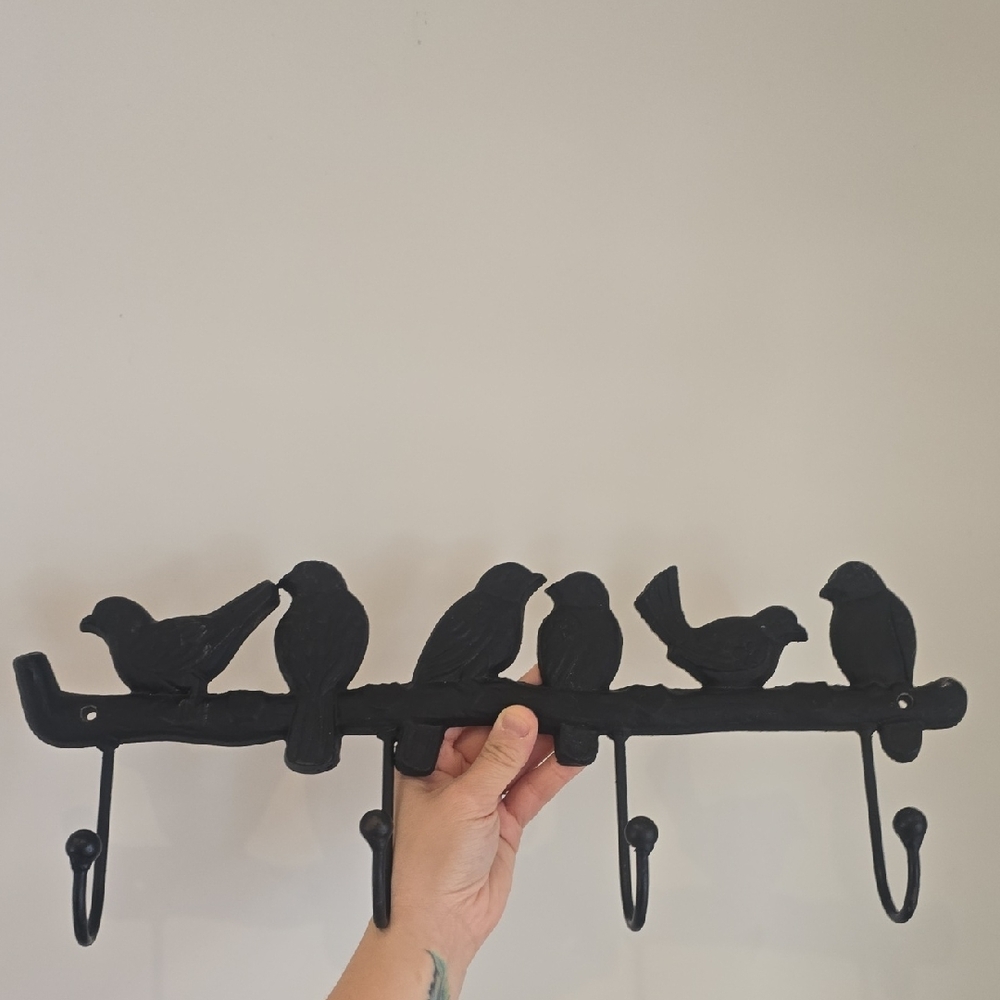 Vintage Cast Iron Song Birds Key Or Coat Rack